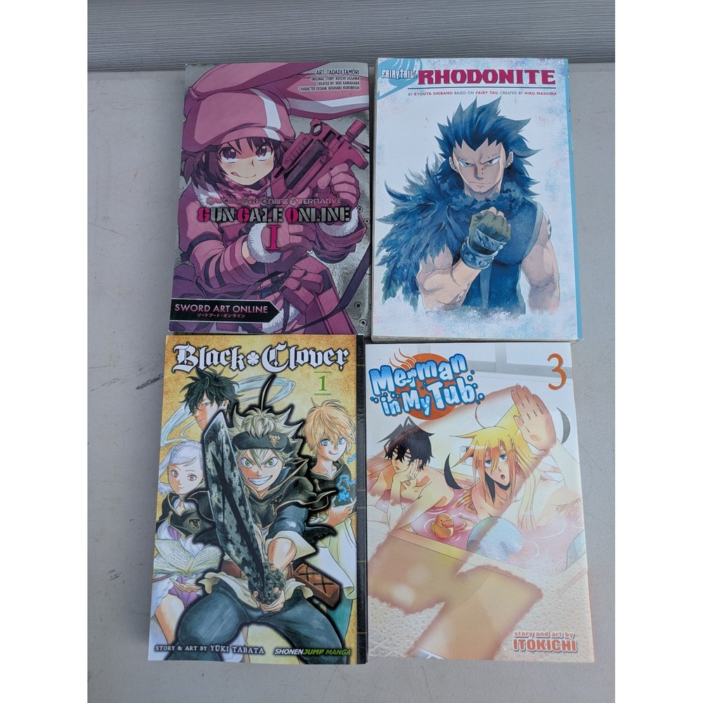 Manga Lot Black Clover Fairy Tail SAO Gun Gale Online Merman In My Tub 4 Books